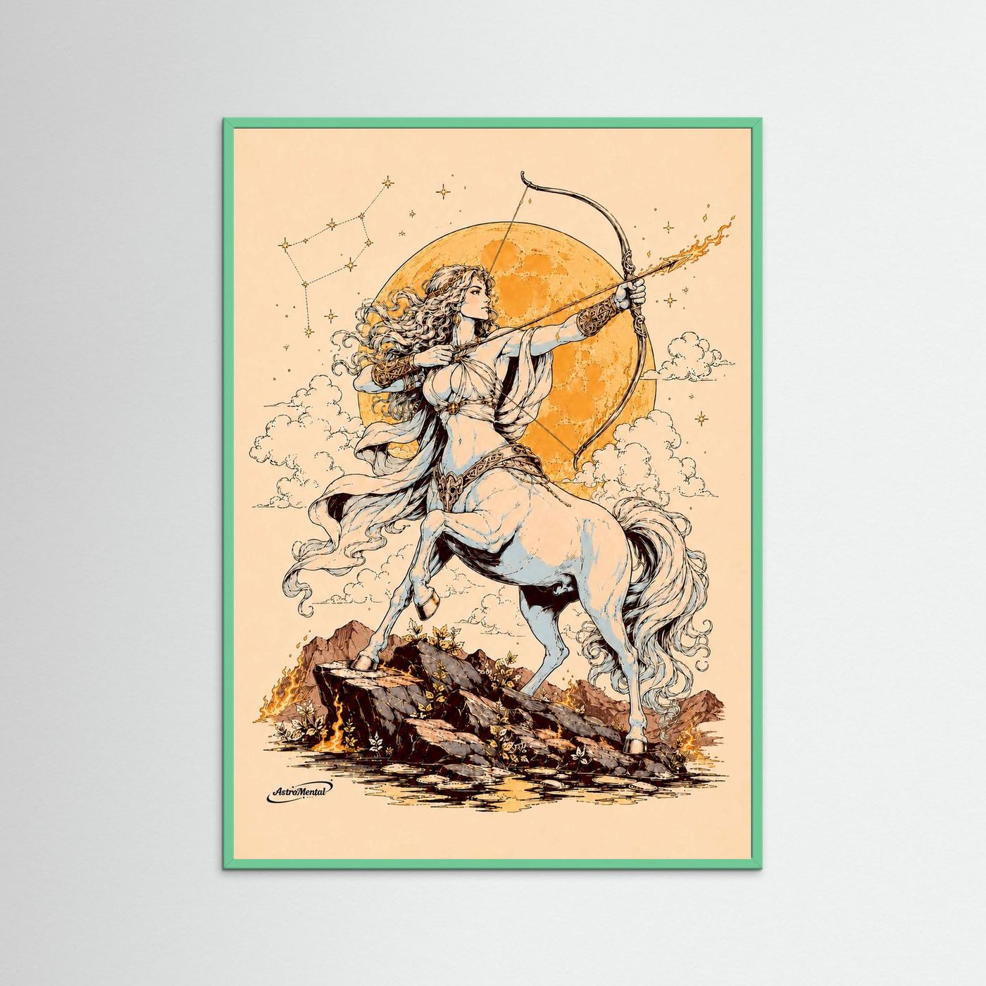 Sagittarius: The Arrow of Fire — Mythology Zodiac Poster